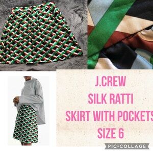 Size 6 J. Crew Ratti colorful geometric skirt w. Pockets